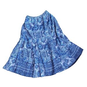 Coldwater Creek Blue Patterned Maxi Skirt